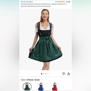 Women’s German Dirndl Dress Oktoberfest Costume (Dress + Apron)